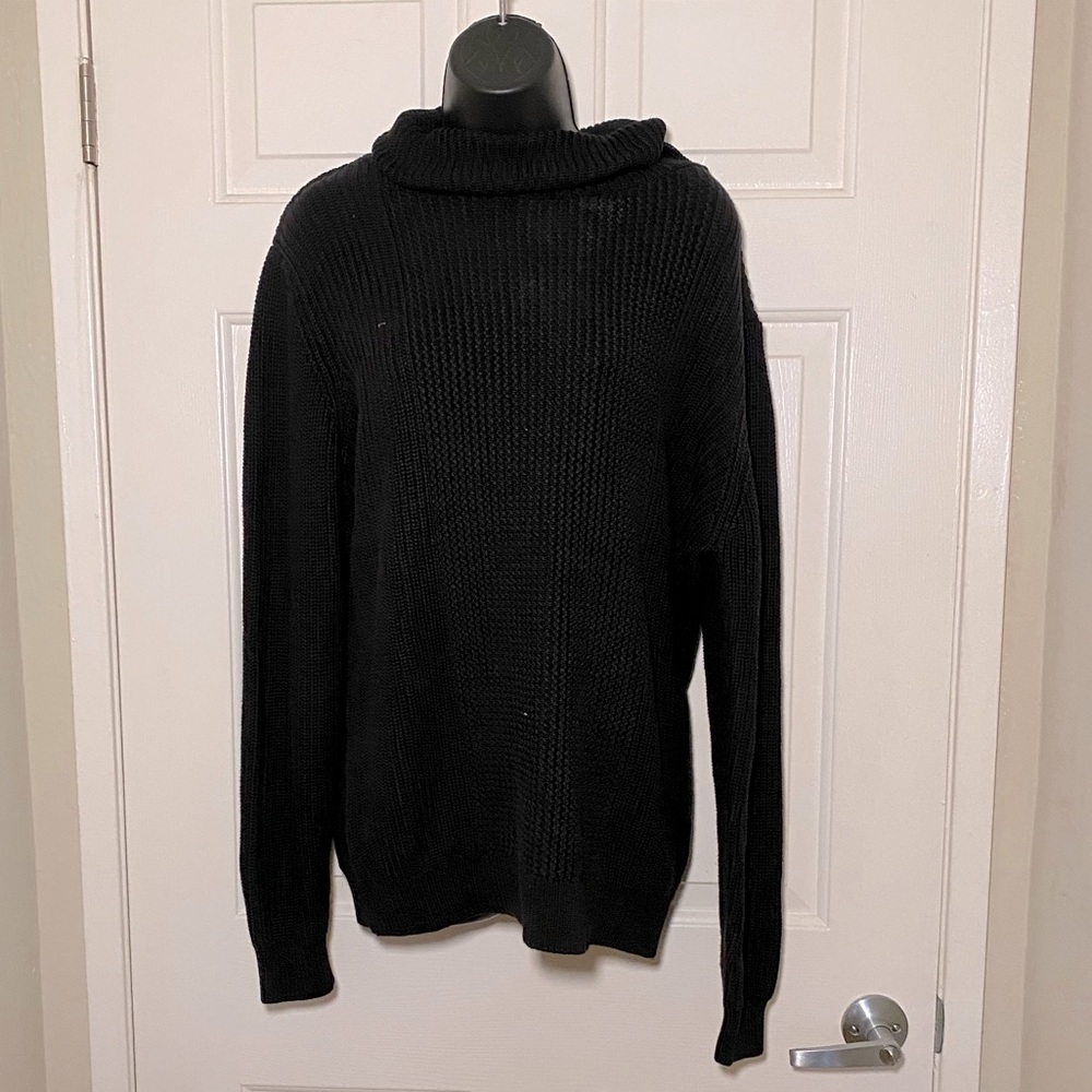 Men’s Contemporary Long Sleeve Warm Fall Winter Black Sweater Pull&Bear XL